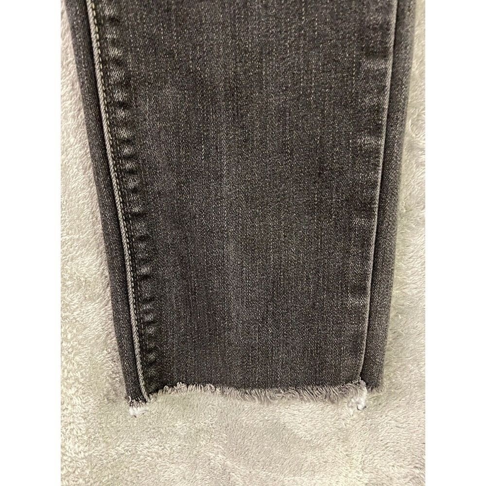White House Black Market Gray Distressed Skinny Jeans Raw Hem Women 29 x 33.5 - Picture 3 of 7